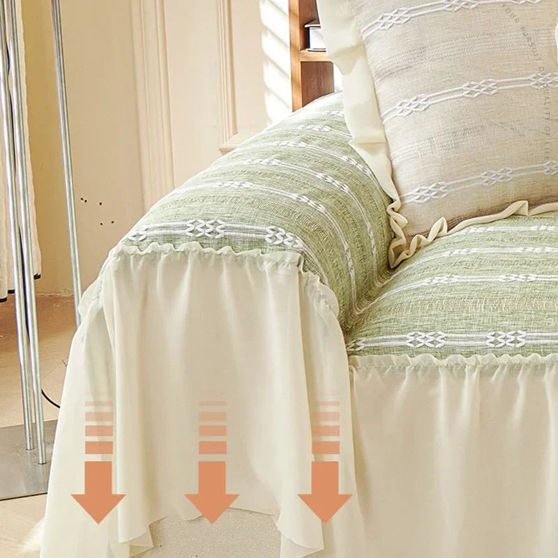 🛋️45% off - Elegant Solid-Color Ruffled Sofa Cover