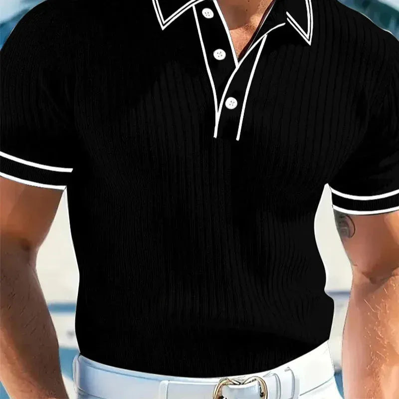 👔 LIMITED-TIME 49% OFF! ⛳ Summer Casual Short Sleeve Polo Shirt – Premium Knit, Contrast Tipping, Breathable 🌴
