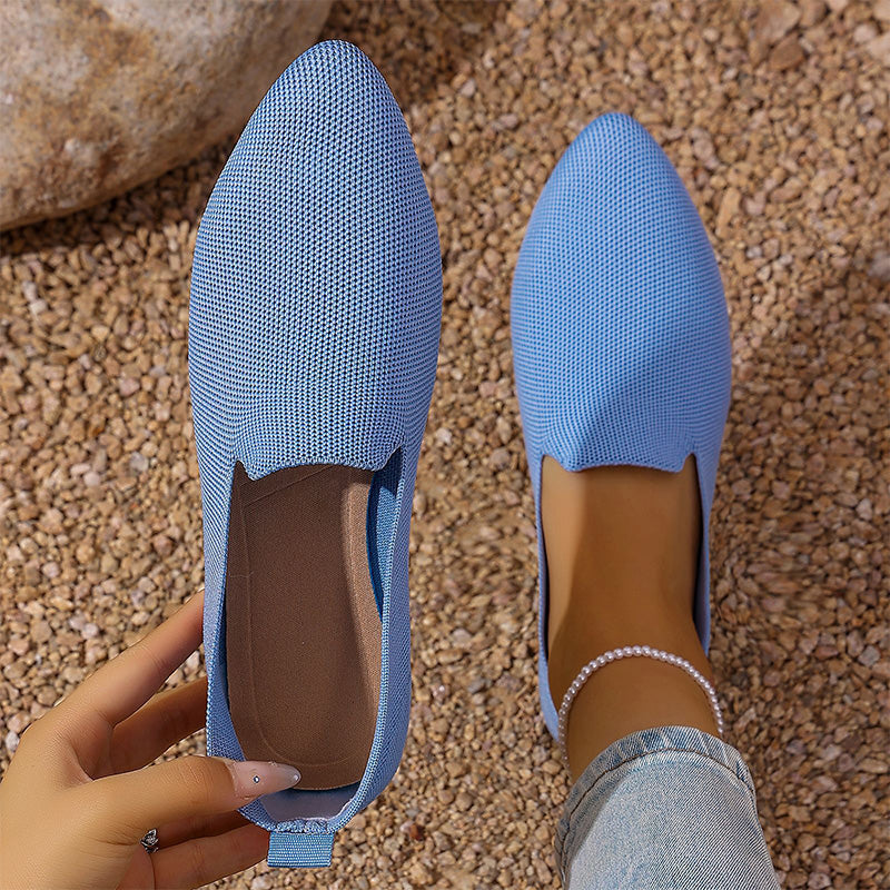📢📢50% OFF !! ⏰Women's Pointed Toe Knitted Flat Shoes Slip-On Loafers