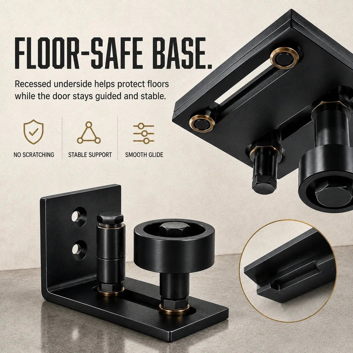 8-in-1 Adjustable Barn Door Floor Guide – Wall-Mount Stay Roller for Smooth, Stable Sliding