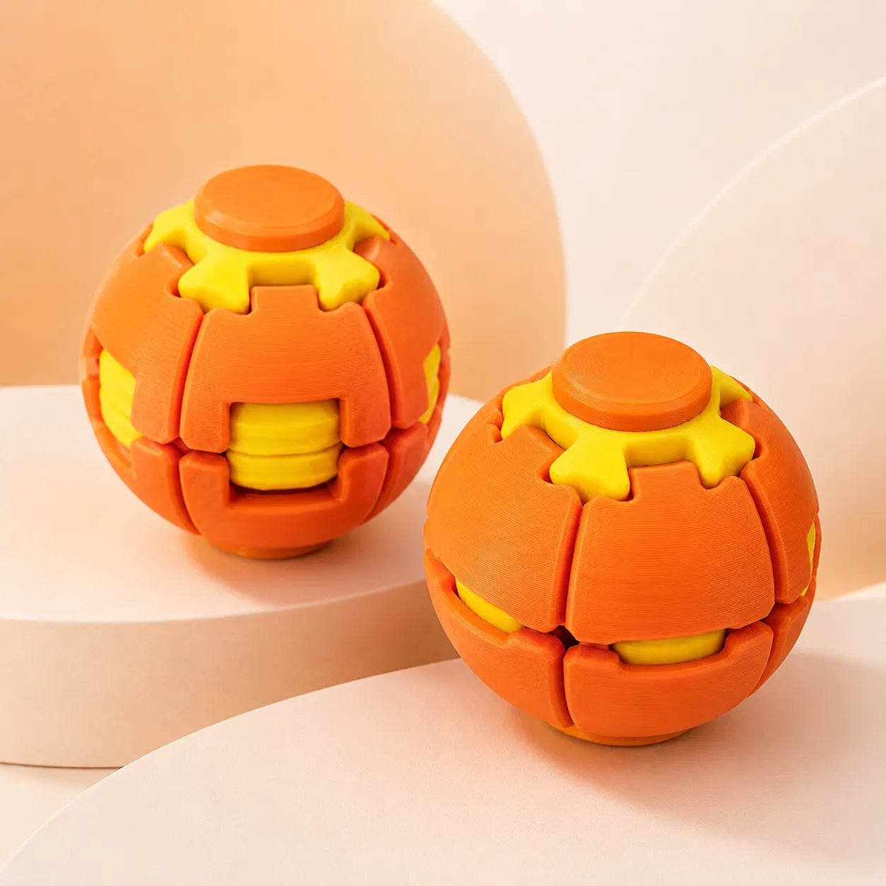 Press & Spin Gear Fidget Ball | Pocket Stress Relief Toy
