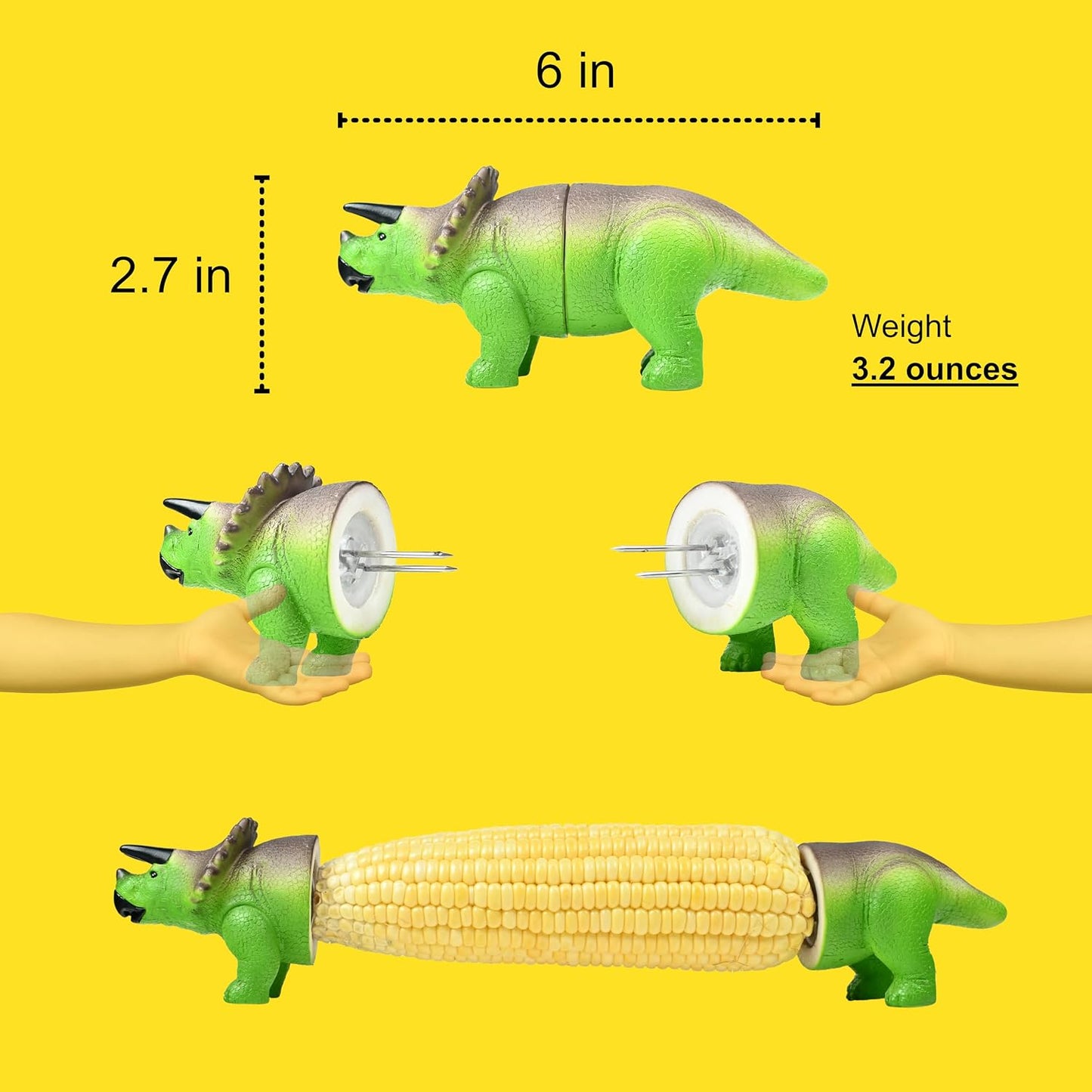 🦕⭐2026 New⭐ Dinosaur Corn Holders for Corn On The Cob - Funny Corn Cob Holder for Kids and Adults with Stainless Steel Prongs