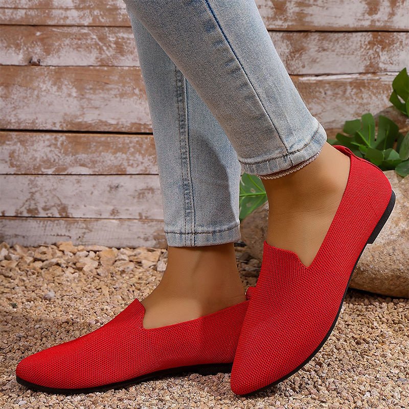 📢📢50% OFF !! ⏰Women's Pointed Toe Knitted Flat Shoes Slip-On Loafers