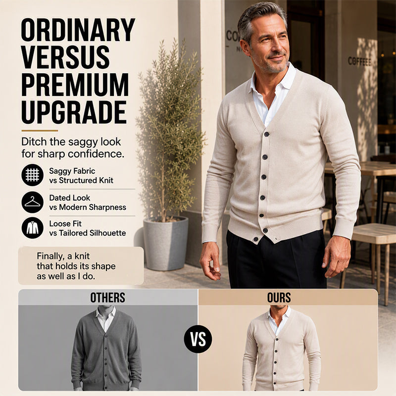 🏆 Bestseller 🧶 Men's V-Neck Knit Cardigan – Timeless Silhouette & All-Day Comfort for Every Occasion