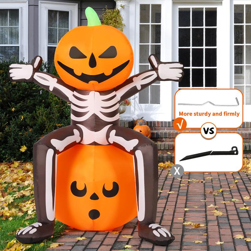🎁Halloween Inflatable 5FT Skull Skeleton Pumpkin Head