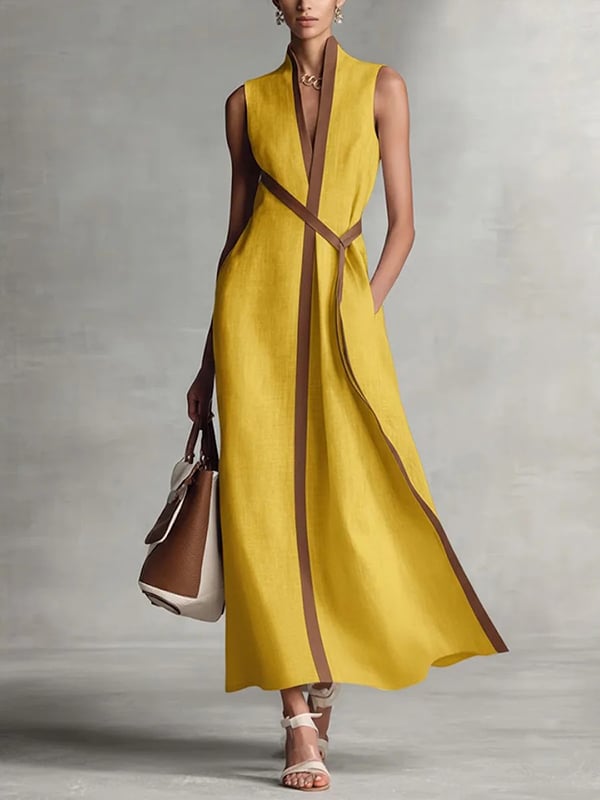 Women's Stand-up Collar Sleeveless Casual Loose Dress