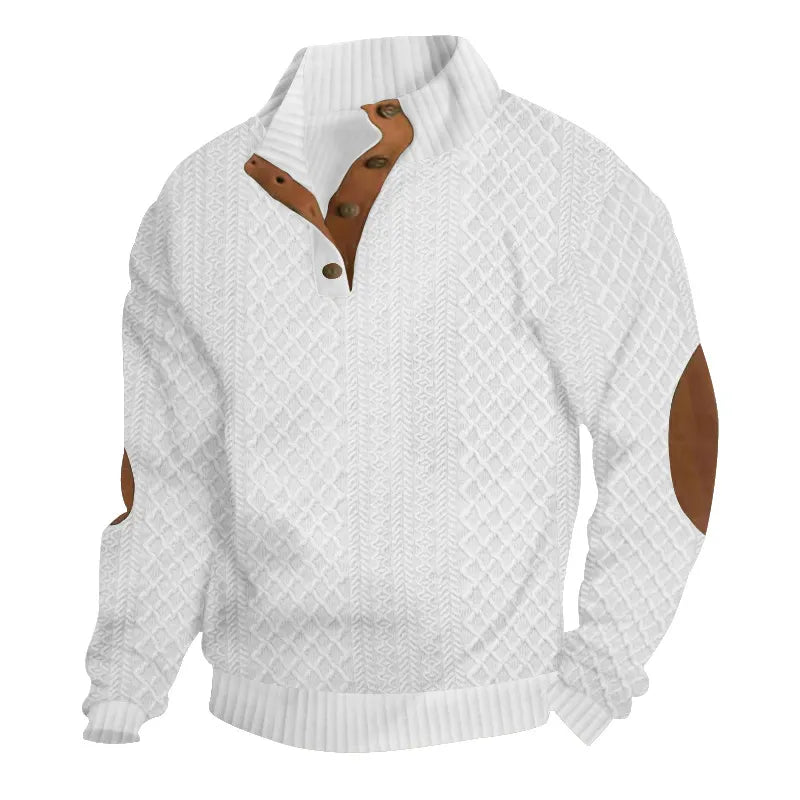 Men's Retro Casual Color-Block Jacquard Hooded Pullover