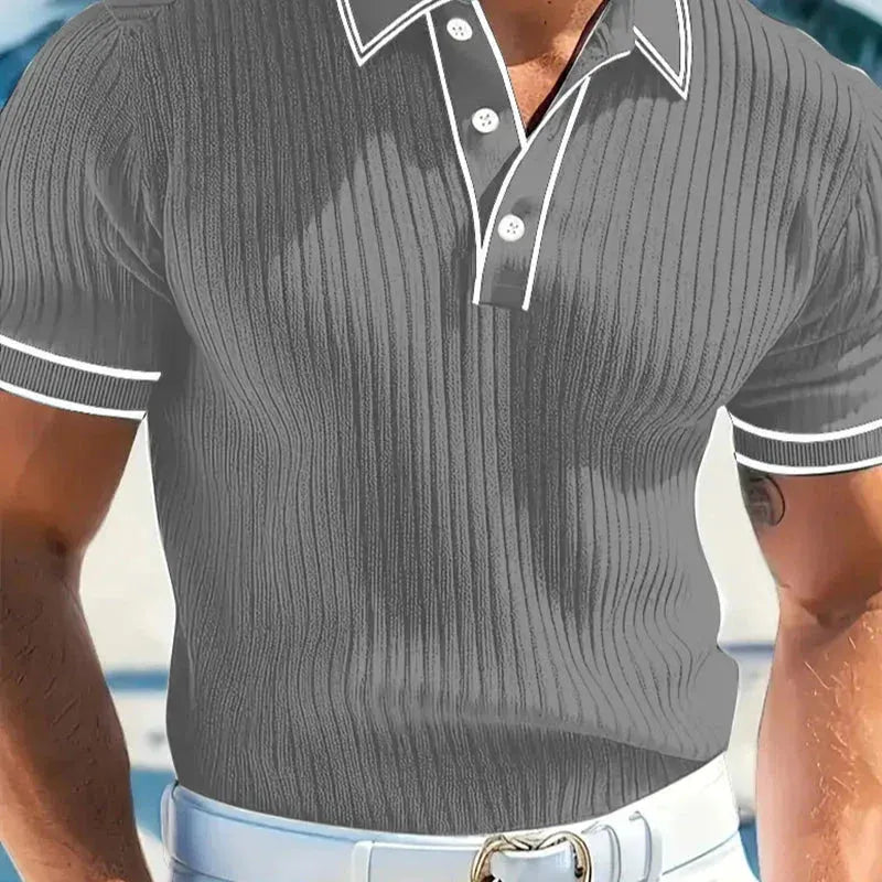 👔 LIMITED-TIME 49% OFF! ⛳ Summer Casual Short Sleeve Polo Shirt – Premium Knit, Contrast Tipping, Breathable 🌴