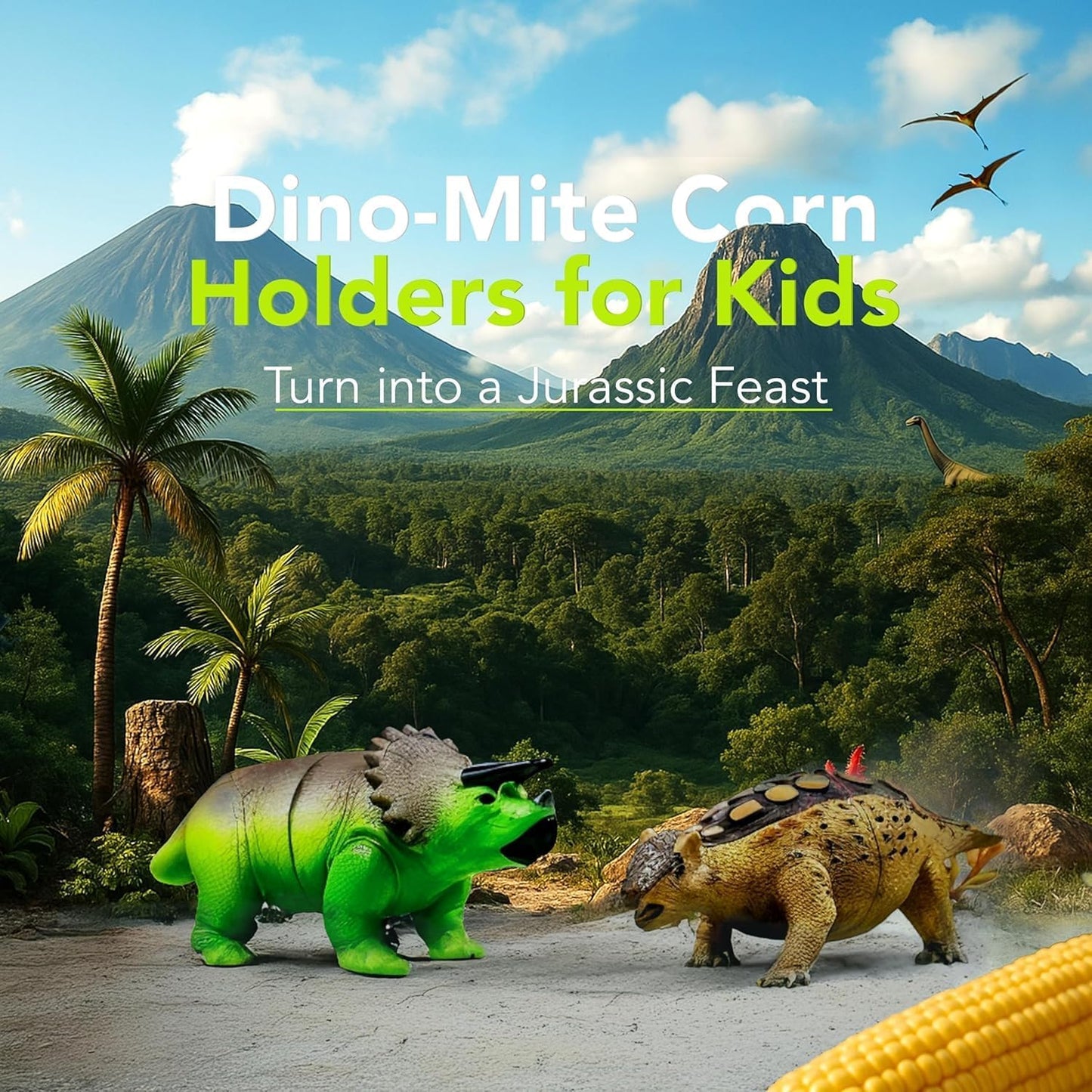 🦕⭐2026 New⭐ Dinosaur Corn Holders for Corn On The Cob - Funny Corn Cob Holder for Kids and Adults with Stainless Steel Prongs