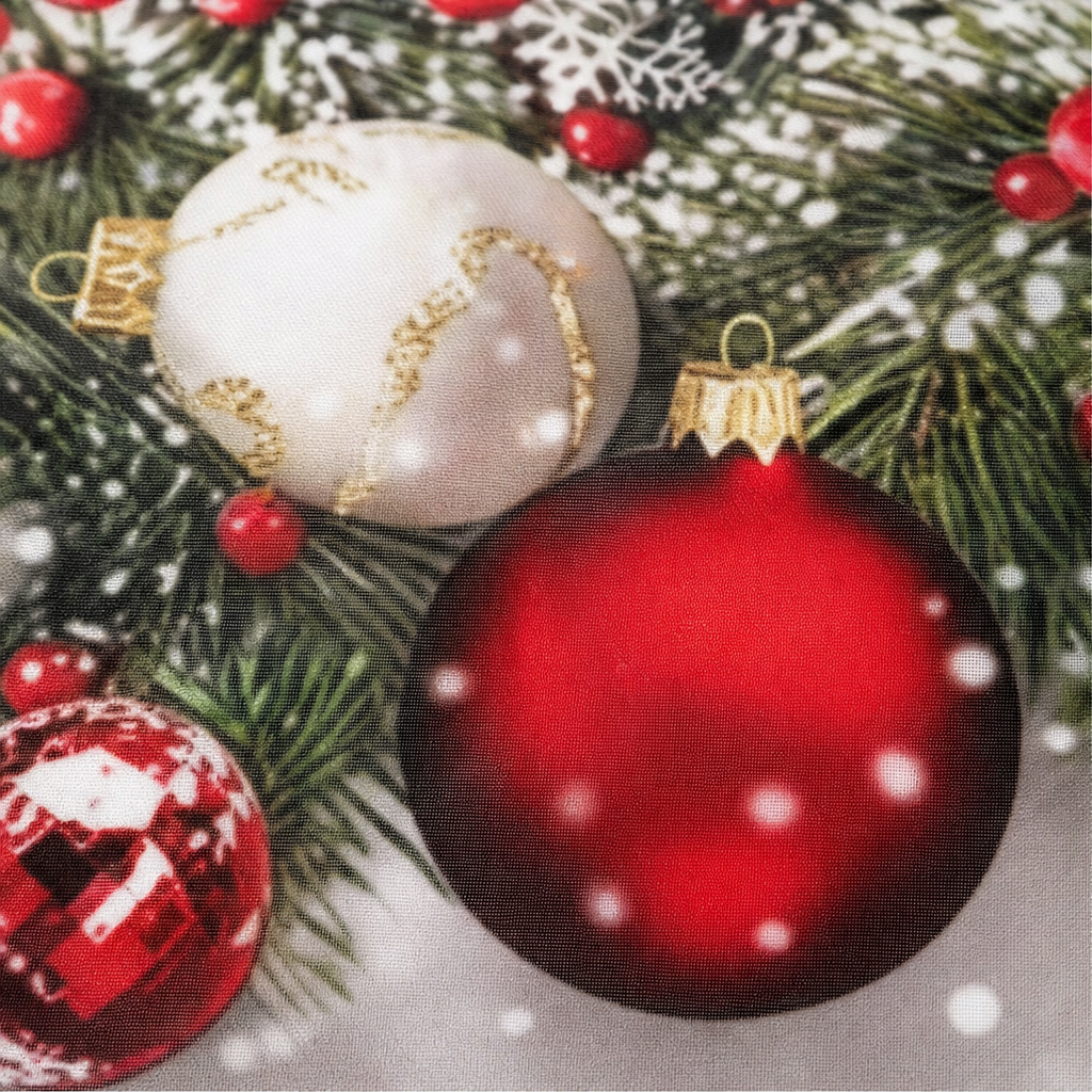 Yuletide Glow – Christmas Print Semi-Sheer Curtain Panels