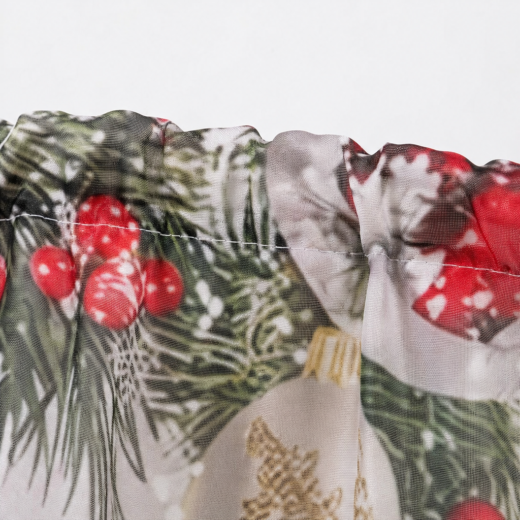 Yuletide Glow – Christmas Print Semi-Sheer Curtain Panels