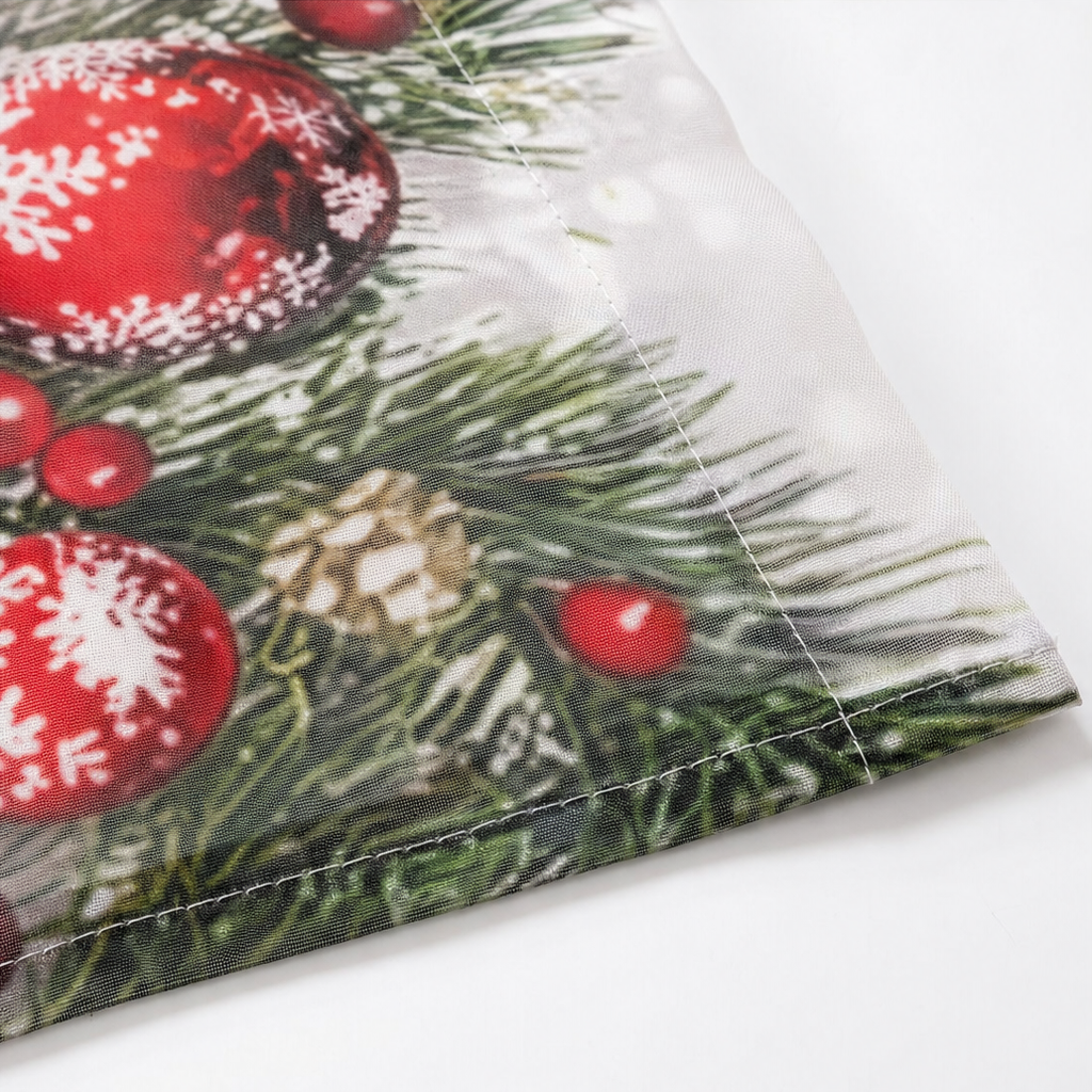 Yuletide Glow – Christmas Print Semi-Sheer Curtain Panels