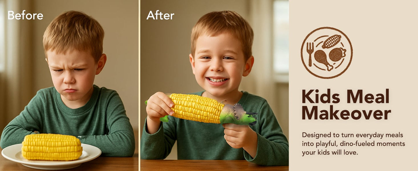 🦕⭐2026 New⭐ Dinosaur Corn Holders for Corn On The Cob - Funny Corn Cob Holder for Kids and Adults with Stainless Steel Prongs