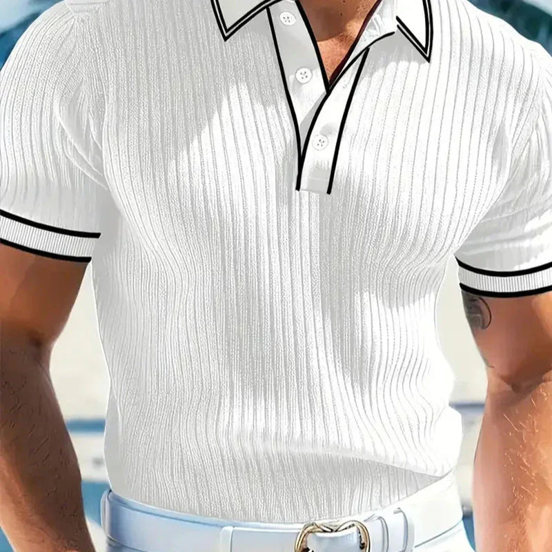 👔 LIMITED-TIME 49% OFF! ⛳ Summer Casual Short Sleeve Polo Shirt – Premium Knit, Contrast Tipping, Breathable 🌴