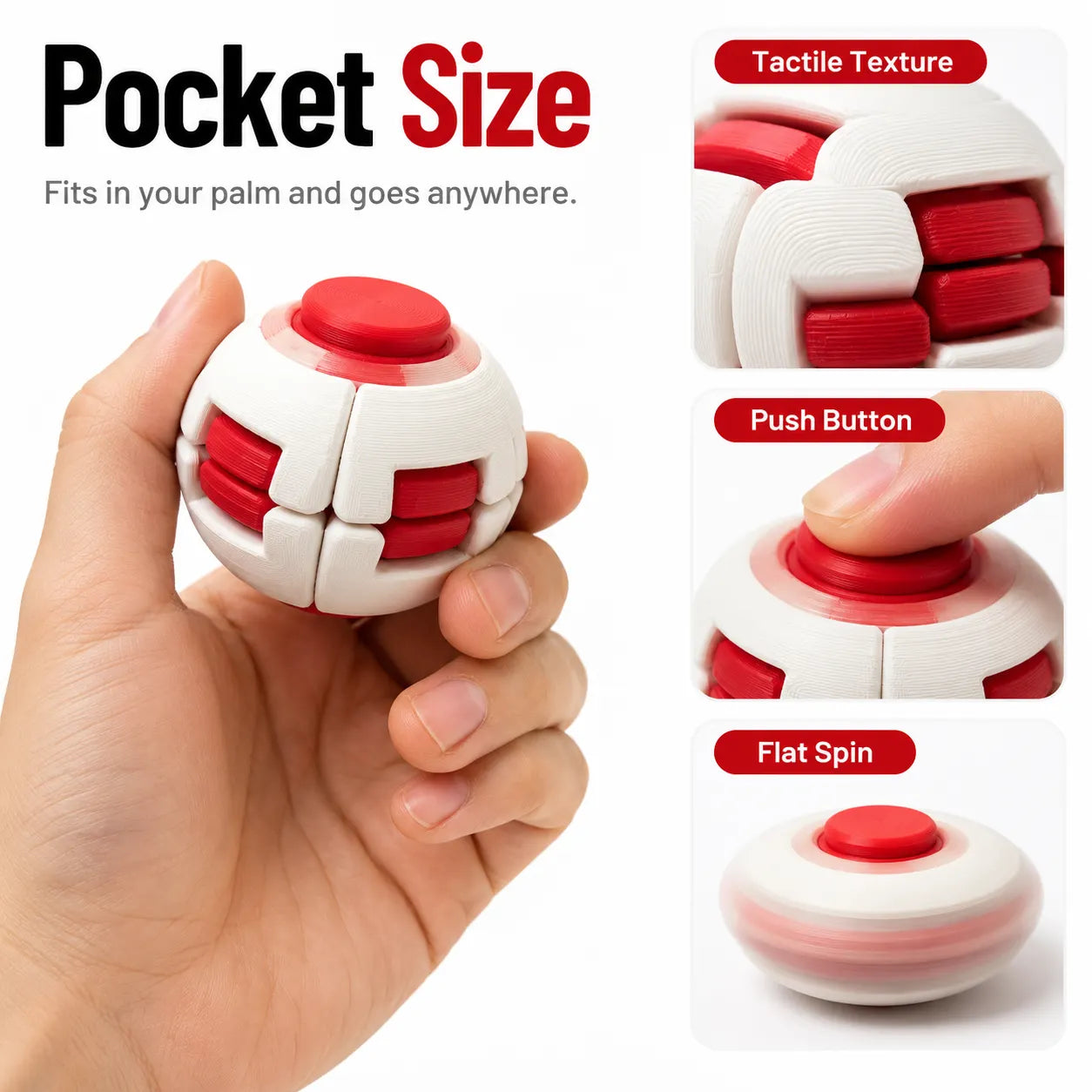Press & Spin Gear Fidget Ball | Pocket Stress Relief Toy