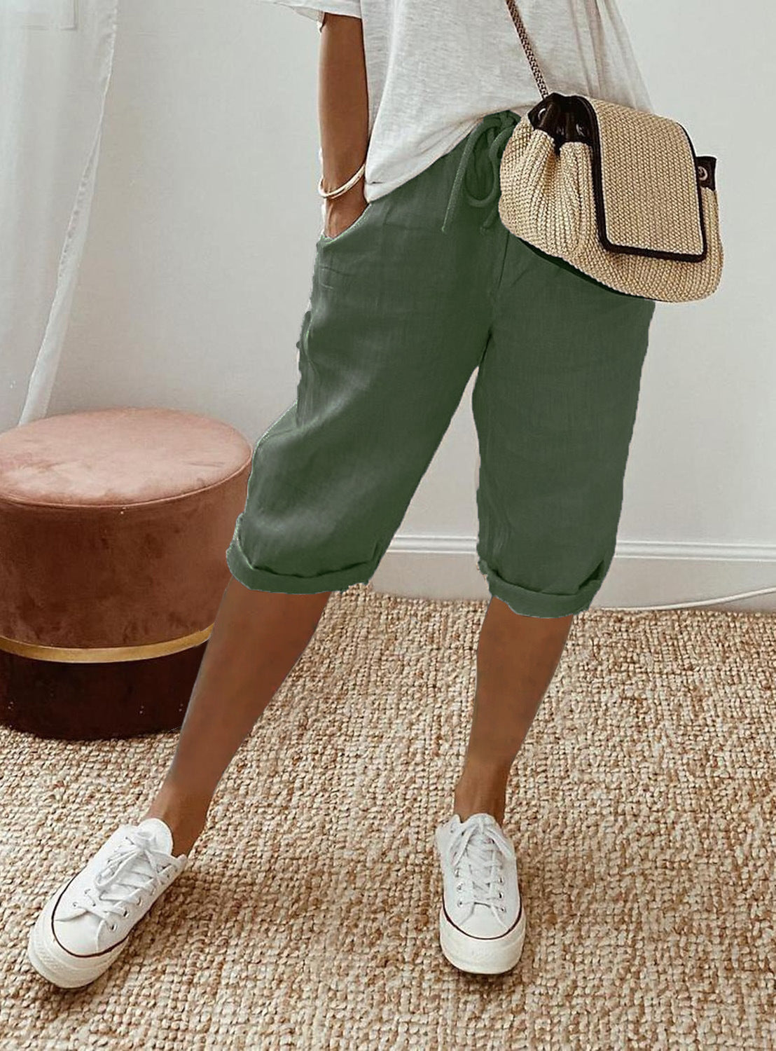 Women's Casual Cotton Linen Capris