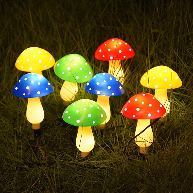 Waterproof Solar Mushroom Lights Outdoor Decor, 8 Modes for Garden Pathway Landscape Yard