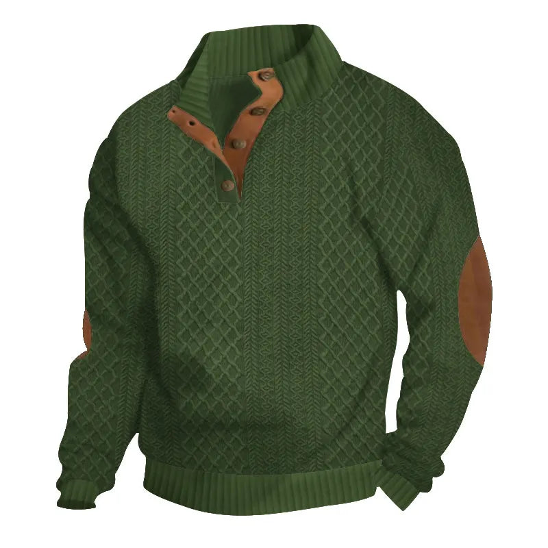 Men's Retro Casual Color-Block Jacquard Hooded Pullover