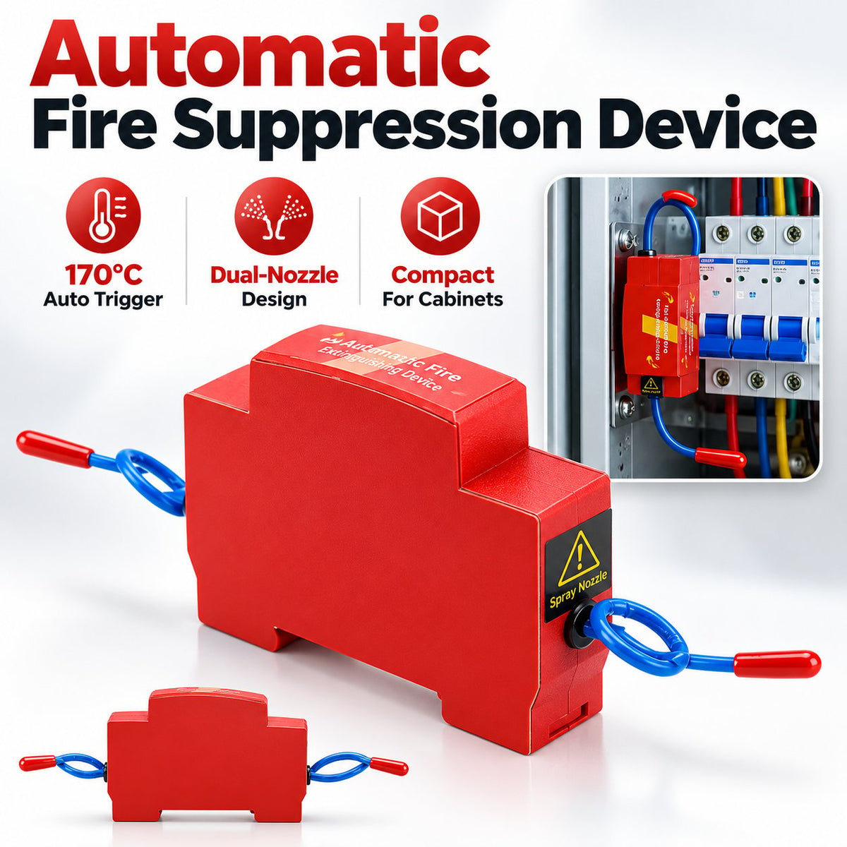 🔥 Automatic Fire Suppression Device – Dual-Nozzle Heat-Activated Fire Extinguisher for Electrical Cabinets & Equipment Enclosures 🛡️