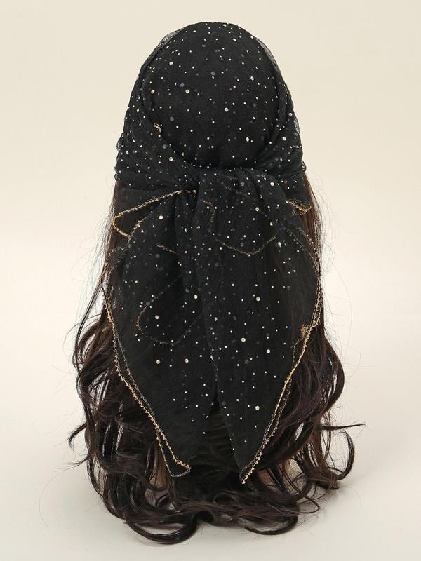 Women's Glitter Decor Head Scarf, Elegant Hair Band for Daily Hairstyle Ideas