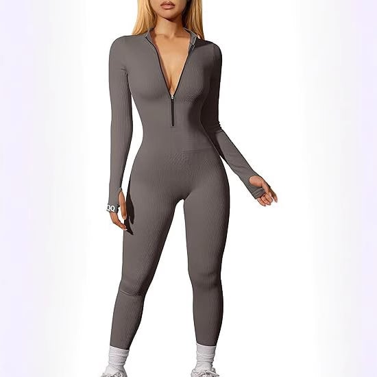 Fleece Long Sleeve Zipper Jumpsuit