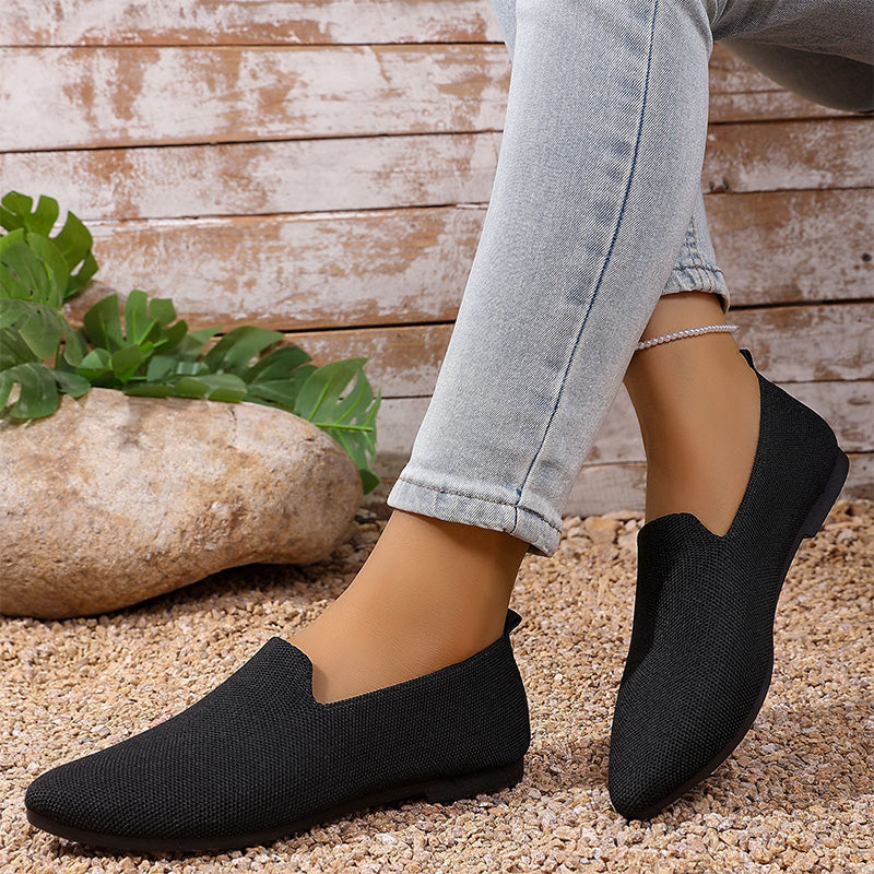 📢📢50% OFF !! ⏰Women's Pointed Toe Knitted Flat Shoes Slip-On Loafers