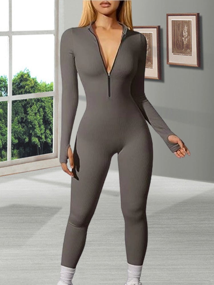 Fleece Long Sleeve Zipper Jumpsuit