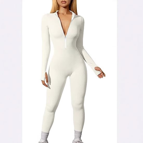 Fleece Long Sleeve Zipper Jumpsuit