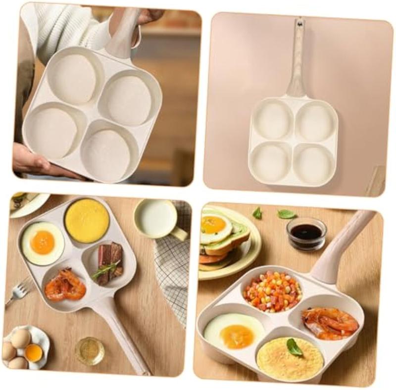 🍳Medical Stone 4-Hole Wooden Handle Non-Stick Frying Pan – Ideal for Pancakes, Burgers, Breakfast & Quick Home Cooking