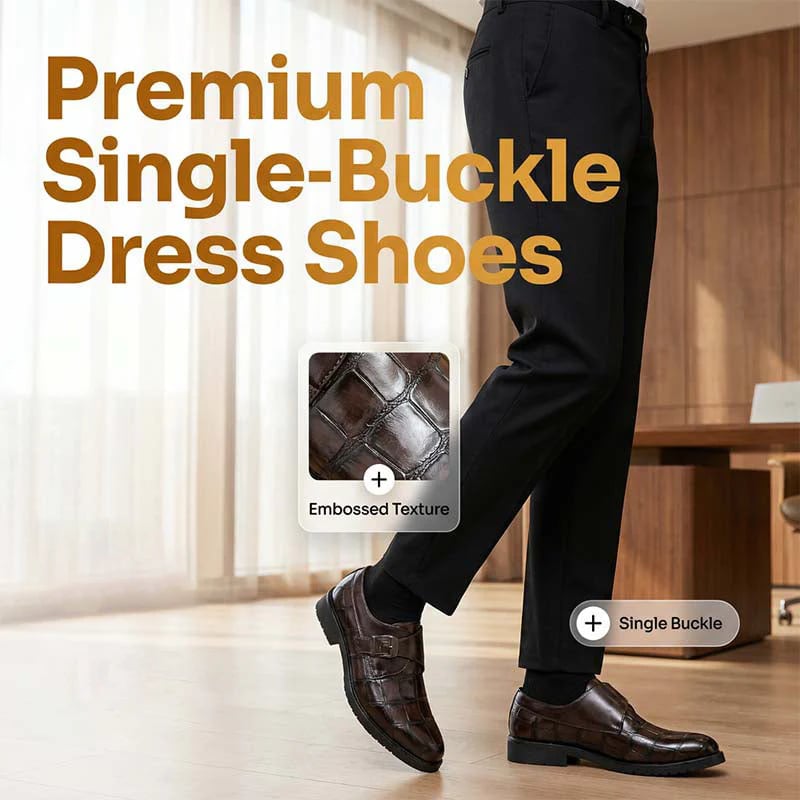 Men's Classic Faux Leather Single-Buckle Shoes – Timeless design, comfortable fit & perfect for work, weddings or semi-formal occasions ✨