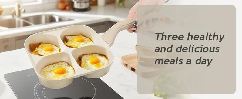 🍳Medical Stone 4-Hole Wooden Handle Non-Stick Frying Pan – Ideal for Pancakes, Burgers, Breakfast & Quick Home Cooking