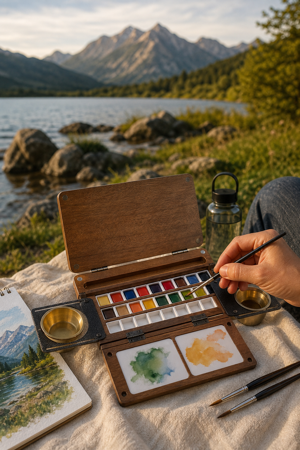 Portable 24-Well Watercolor Palette Set