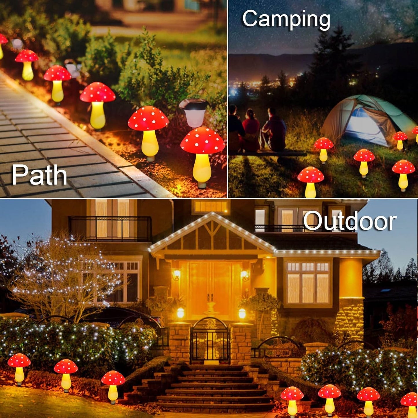 Waterproof Solar Mushroom Lights Outdoor Decor, 8 Modes for Garden Pathway Landscape Yard