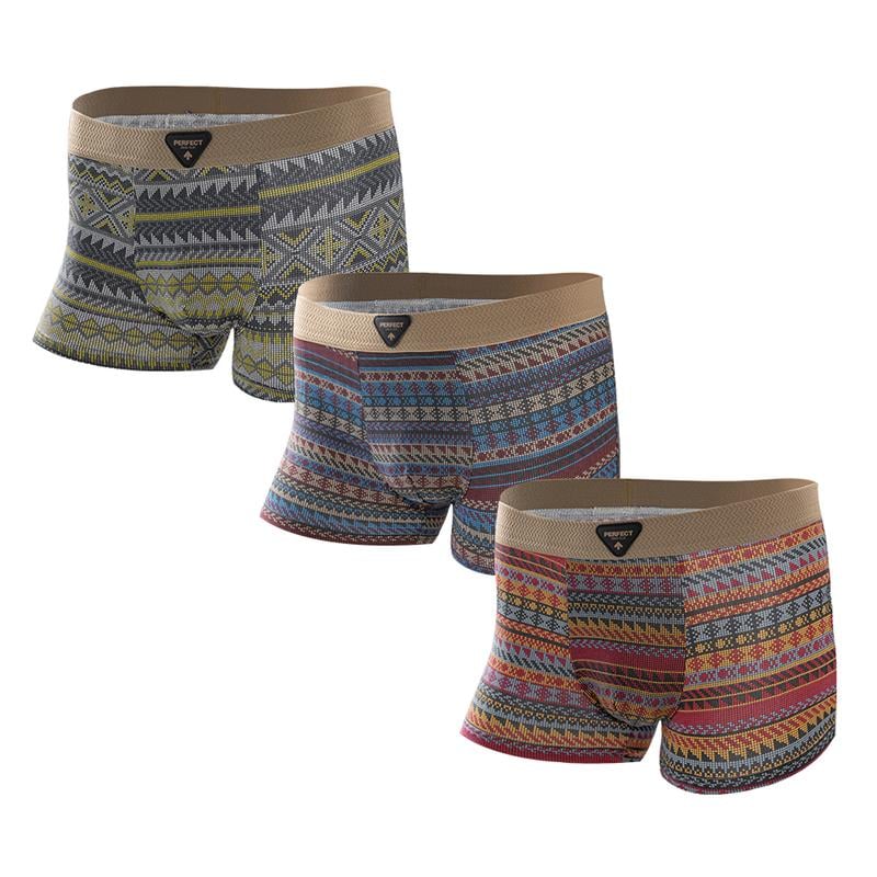 🎁Men's Premium Cotton Boxer Briefs Retro Pattern Design Breathable Mesh Moisture-Wicking Underwear 💥 3 PACK