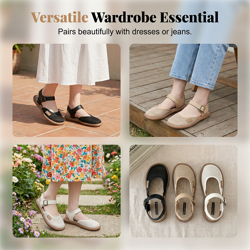 📢📢50% OFF !! ⏰Breathable Mesh Flat Sandals with Ankle Strap