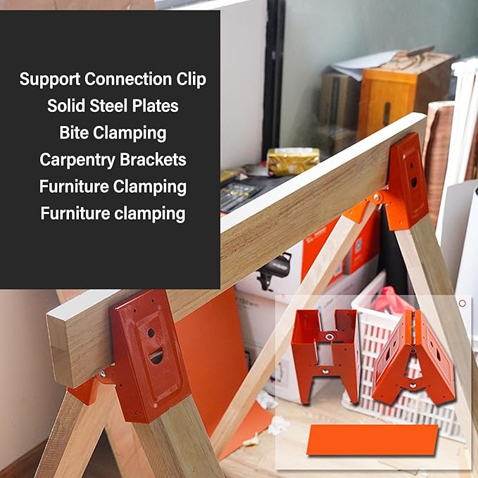🛠️ 2Pcs Heavy Duty Sawhorse Brackets with Down Clamp