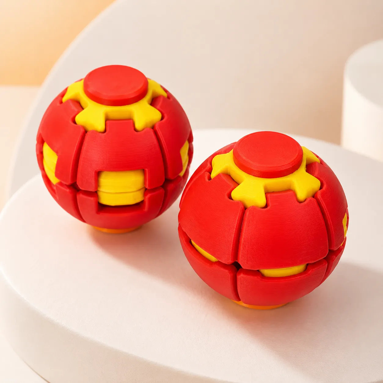 Press & Spin Gear Fidget Ball | Pocket Stress Relief Toy