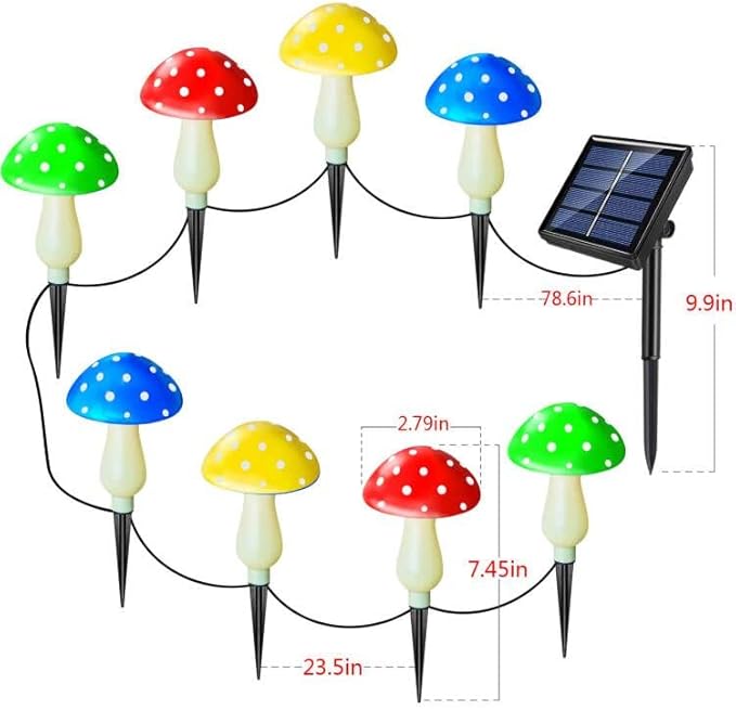 Waterproof Solar Mushroom Lights Outdoor Decor, 8 Modes for Garden Pathway Landscape Yard