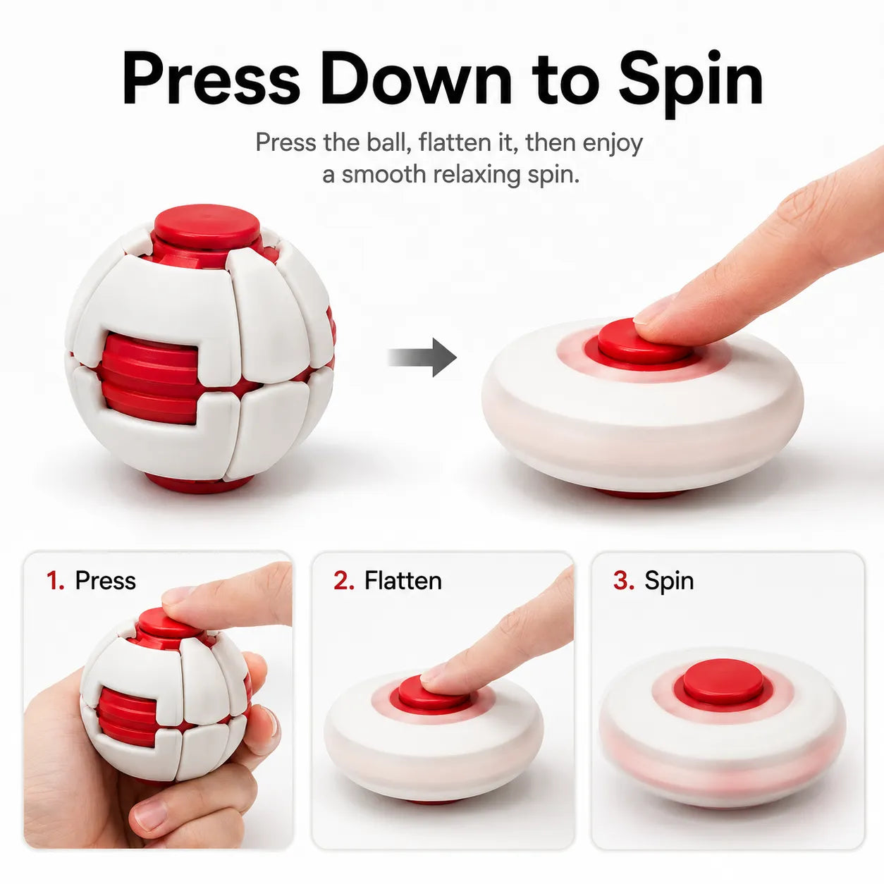 Press & Spin Gear Fidget Ball | Pocket Stress Relief Toy