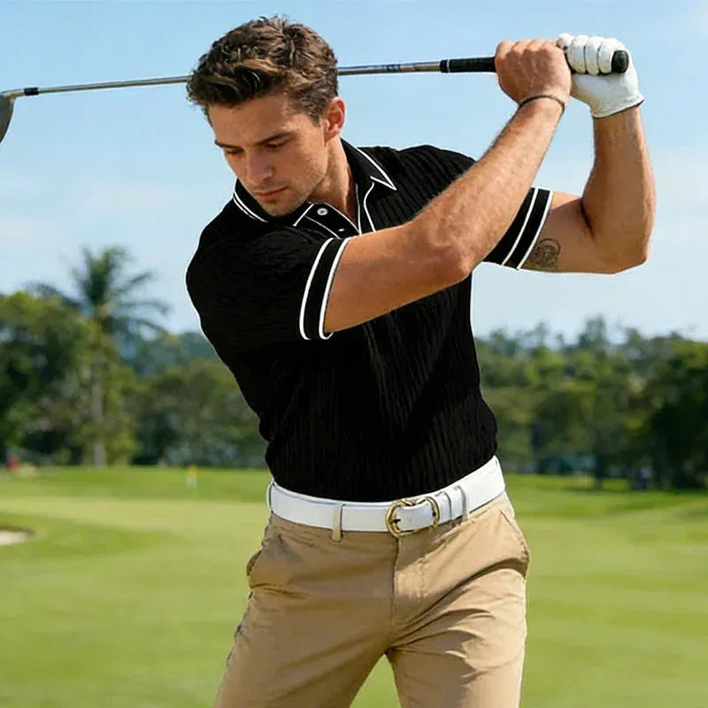 👔 LIMITED-TIME 49% OFF! ⛳ Summer Casual Short Sleeve Polo Shirt – Premium Knit, Contrast Tipping, Breathable 🌴