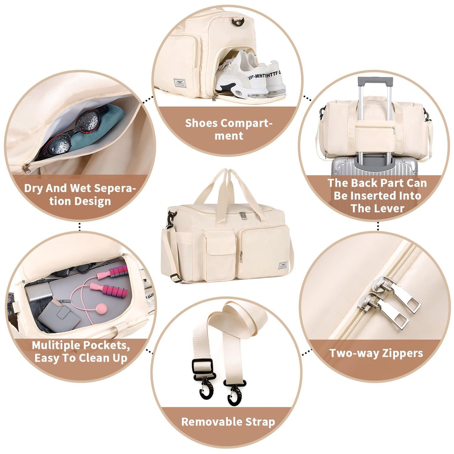 Extra Large Capacity Gym Duffle Bag with Shoes Compartment