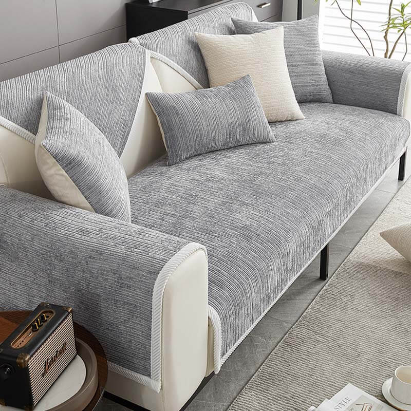 🔥Simple Striped Chenille Anti-scratch Couch Cover
