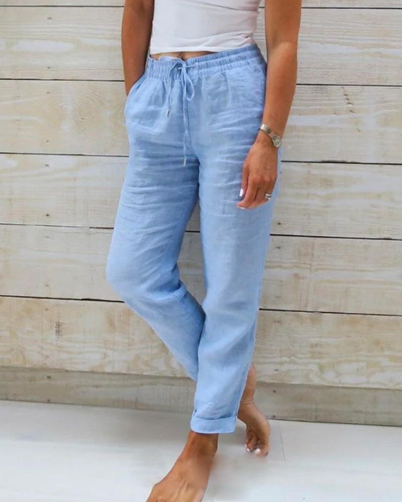 🌟Women's Elastic Waist Cotton Linen Casual Pants