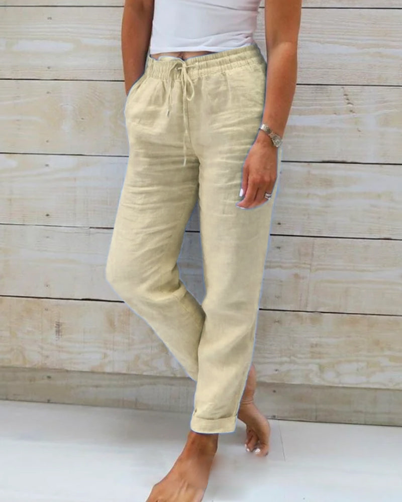 🌟Women's Elastic Waist Cotton Linen Casual Pants