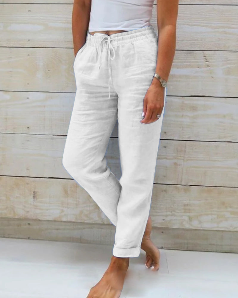 🌟Women's Elastic Waist Cotton Linen Casual Pants