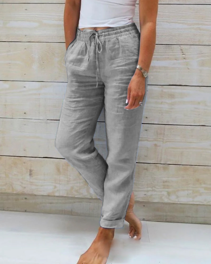 🌟Women's Elastic Waist Cotton Linen Casual Pants