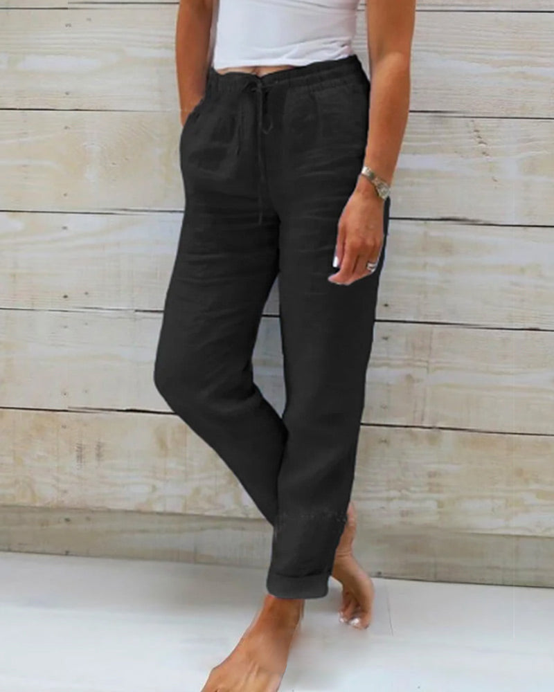 🌟Women's Elastic Waist Cotton Linen Casual Pants