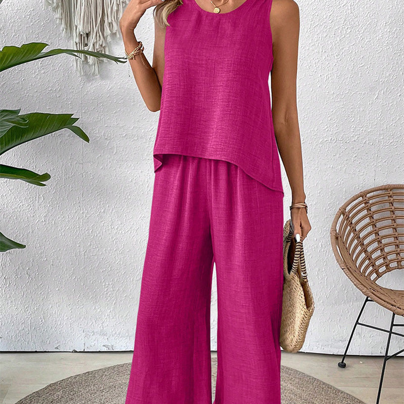 ✨Sleeveless Top & Wide-Leg Pants Set