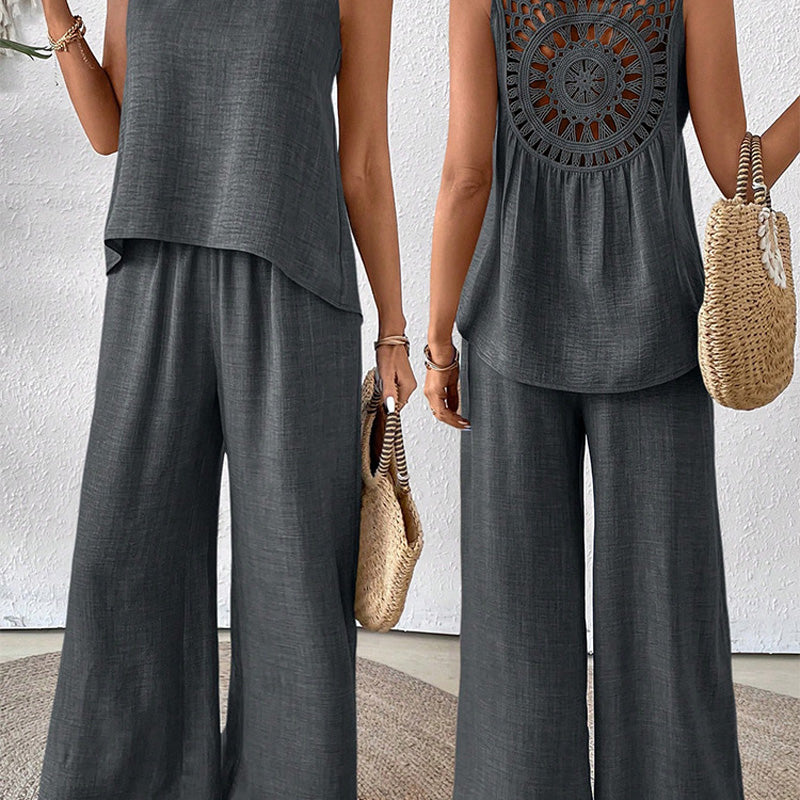 ✨Sleeveless Top & Wide-Leg Pants Set