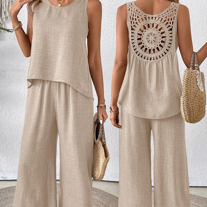 ✨Sleeveless Top & Wide-Leg Pants Set